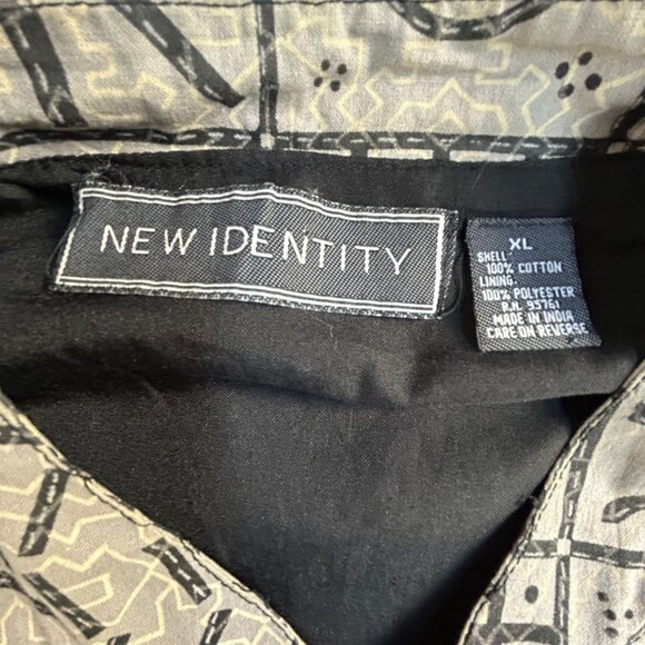 New Identity Womens Geometric Print Unique Button Front Jacket XL Black Gray - Picture 4 of 12